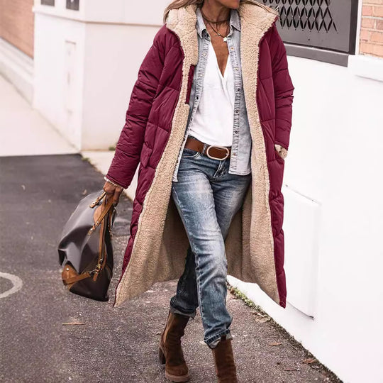 Damen Lange Gefütterte Winterjacke mit Luxuriösem Innenfutter R&B