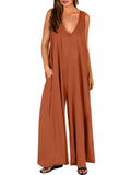 Damen weit geschnittene Jumpsuit mit V-Ausschnitt R&B