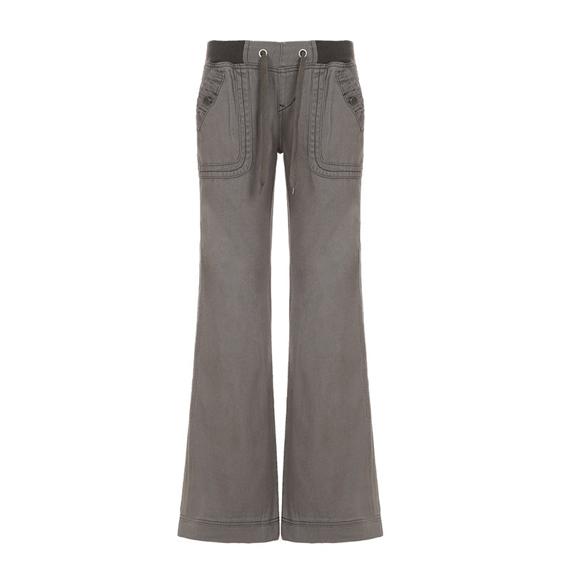 Damen lässige Flared Jeanshose mit hohem Bund und weitem Bein R&B