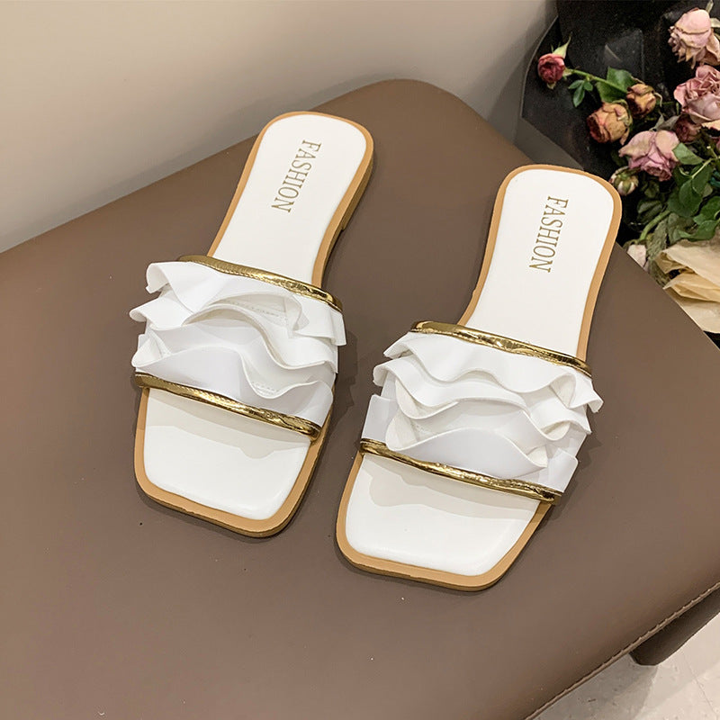 Damen Glamouröse Pantoletten mit raffinierten Rüschendetails R&B
