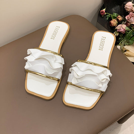 Damen Glamouröse Pantoletten mit raffinierten Rüschendetails R&B