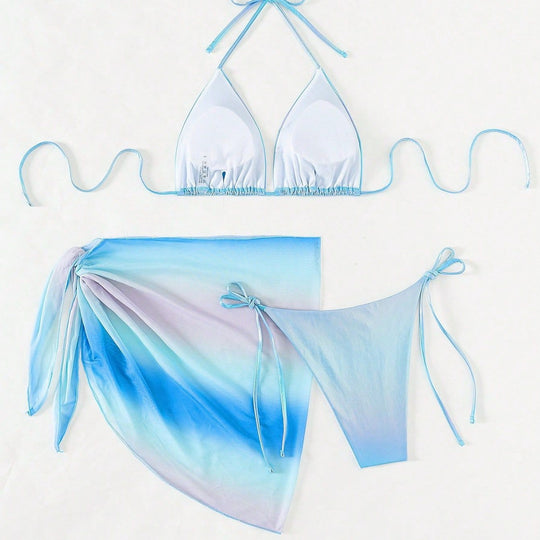 Damen Triangel-Bikini mit verspieltem Wickelrock R&B