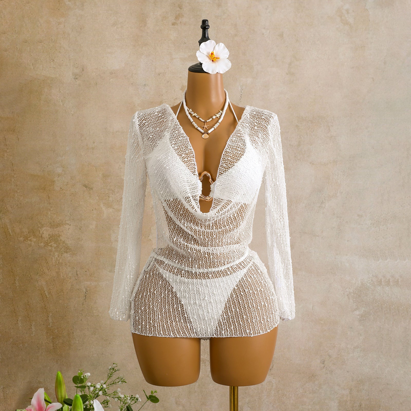 Damen Transparente Badekleid R&B
