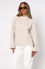 Damen Strickpullover mit weitem Schnitt und elegantem Rollkragen R&B