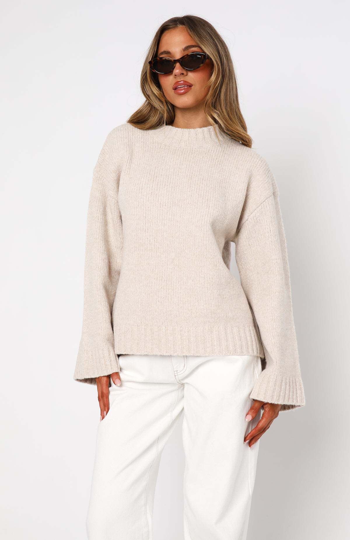 Damen Strickpullover mit weitem Schnitt und elegantem Rollkragen R&B