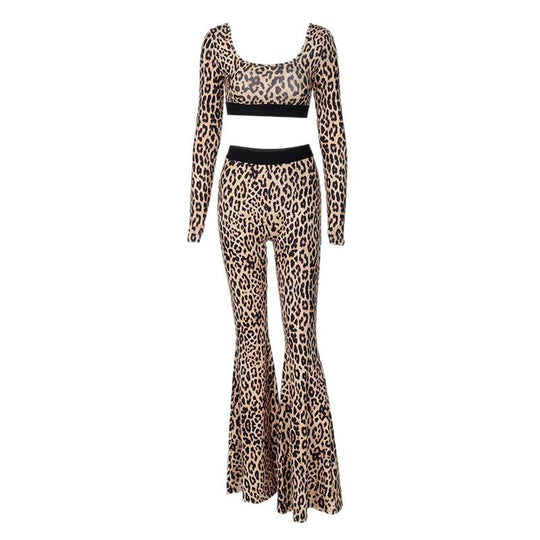 Damen Figurbetontes Flared Jumpsuit mit Animal-Print R&B