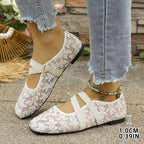Damen Elegante Ballerinas mit floralem Spitzen-Design R&B