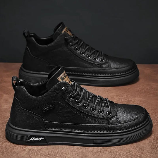 Herren trendige High-Top Sneaker mit robustem Leder-Obermaterial und dämpfender Sohle R&B