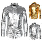 Herren Glamouröses Metallic-Oberhemd R&B