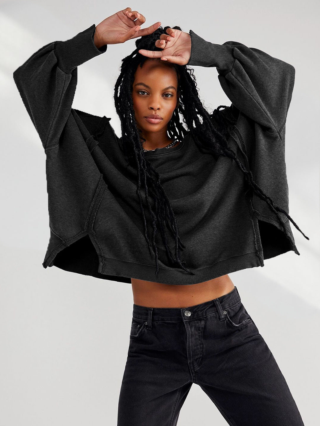 Damen Oversized Sweatshirt im entspannten Stil mit auffälligen Puffärmeln