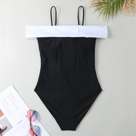 Damen Einteiler Badeanzug mit elegantem Wickel-Design und hohem Beinausschnitt R&B