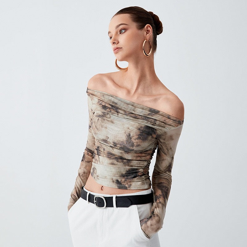 Damen Elegantes Oberteil mit Offshoulder-Passform und drapiertem Design R&B