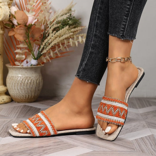 Damen Elegante und luftige Hausschuhe mit gesticktem Design R&B