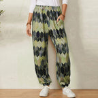 Damen Freizeithose mit modernem geometrischen Muster und elastischem Bund R&B