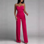 Damen eleganter Jumpsuit mit schulterfreiem Design und weitem Bein EB