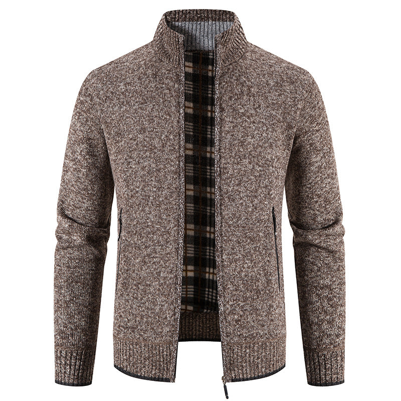 Herren Strickjacke mit hohem Kragen und praktischen Reißverschlusstaschen R&B