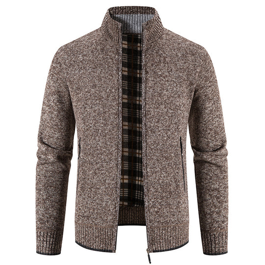 Herren Strickjacke mit hohem Kragen und praktischen Reißverschlusstaschen R&B