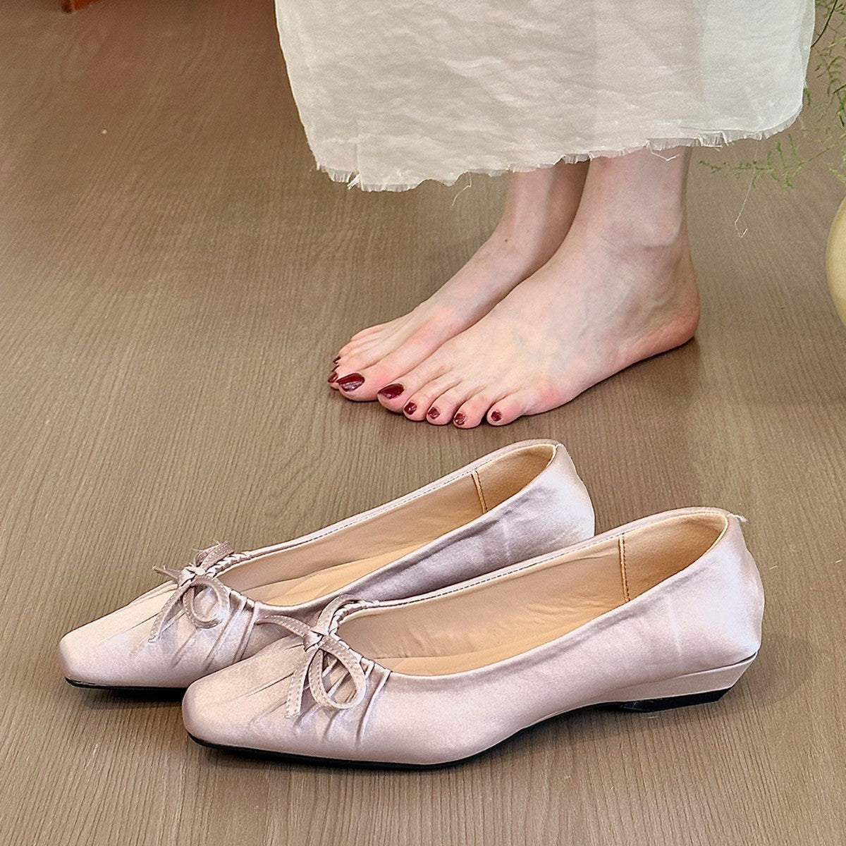 Damen Ballerina-Schuhe mit dekorativem Schleifenakzent und weicher Innensohle R&B