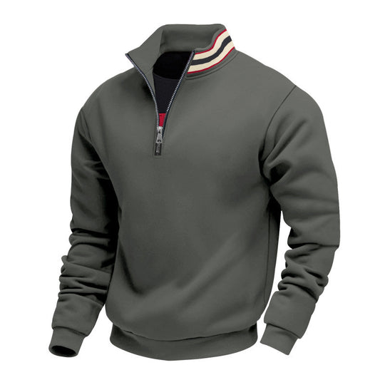 Herren nan Halbzip-Sweatshirt mit sportivem Ringkragen und weichem Fleece-Innenfutter R&B