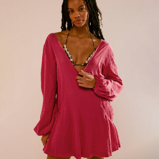 Damen lässiges Wickelkleid mit tiefem V-Ausschnitt und ärmellosem Design R&B