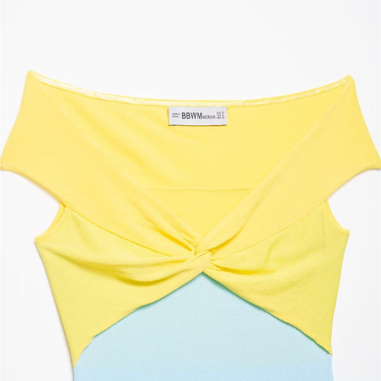 Damen Off-Shoulder Oberteil mit Knoten-Detail und Farbverlauf R&B