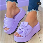 Damen Wedge-Pantoletten mit stilvollem Knotendesign und rutschfester Sohle R&B
