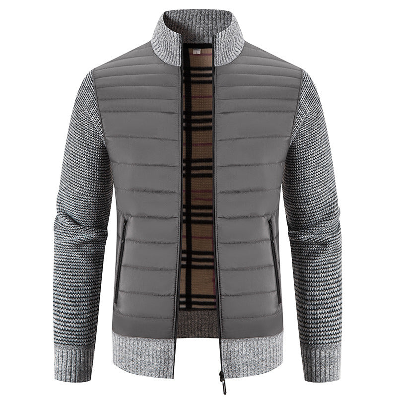 Herren Steppjacke mit modernem Strickärmeln und hohem Kragen R&B