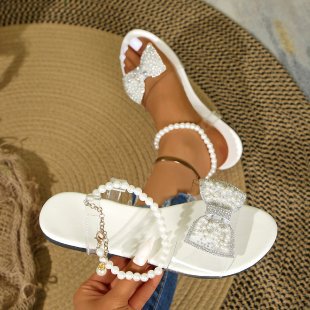 Damen elegante Badeschuhe mit funkelnder Schleifen-Applikation R&B
