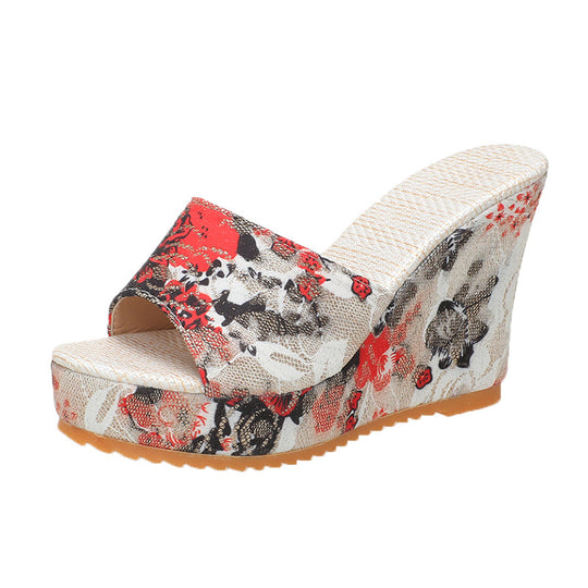 Damen elegante Wedge-Sandalen aus floralem Design R&B