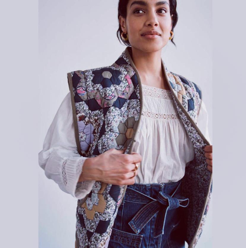 Damen Patchwork-Weste R&B