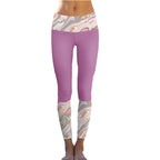 Damen Sportliche Leggings mit stylishem Marmormuster und hohem Bund R&B