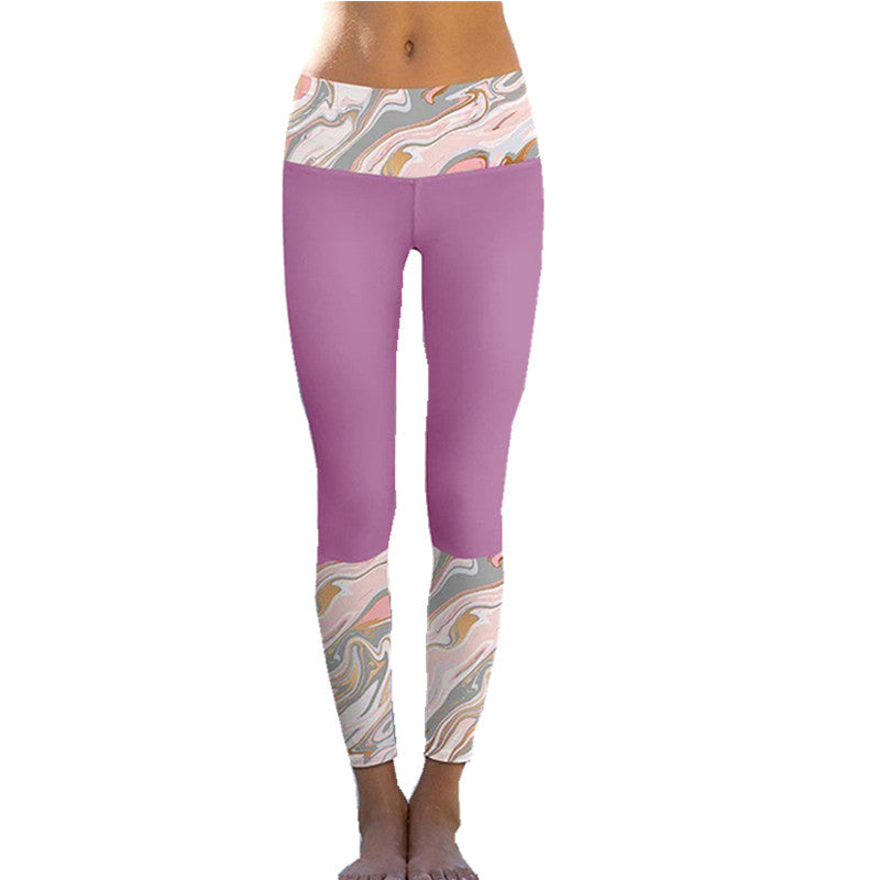 Damen Sportliche Leggings mit stylishem Marmormuster und hohem Bund R&B