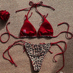 Damen Triangel-Bikini-Set mit verstellbaren Bändern und tierisch inspiriertem Design R&B