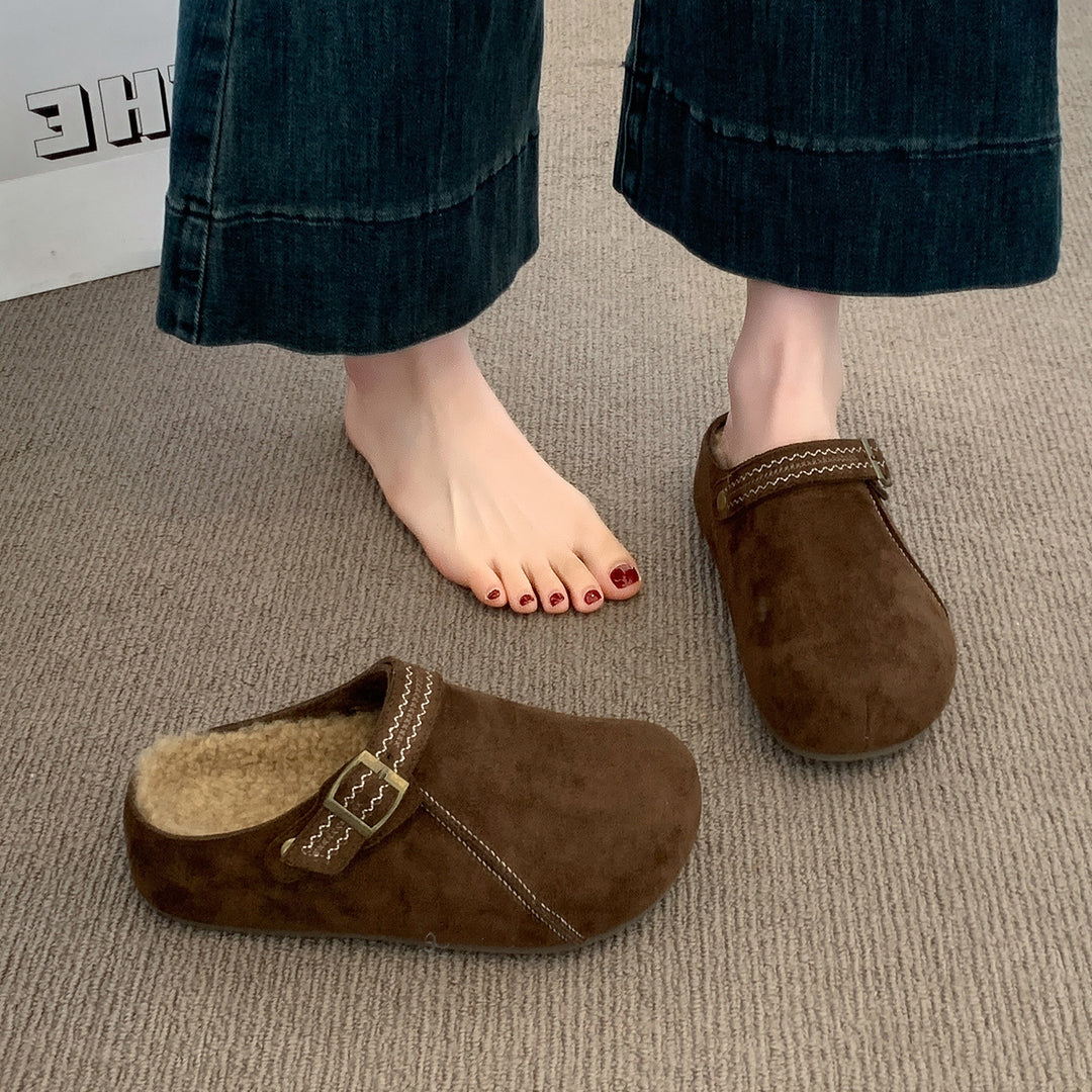 Damen Komfort Clogs mit warmem Innenfutter und modischer Schnalle R&B