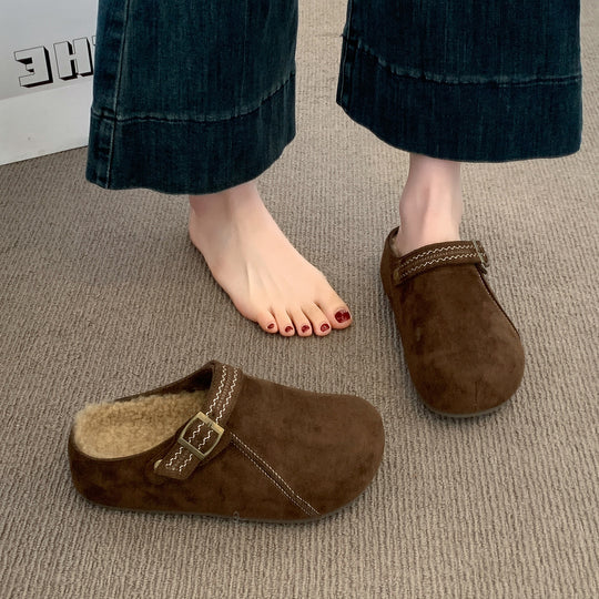 Damen Komfort Clogs mit warmem Innenfutter und modischer Schnalle R&B