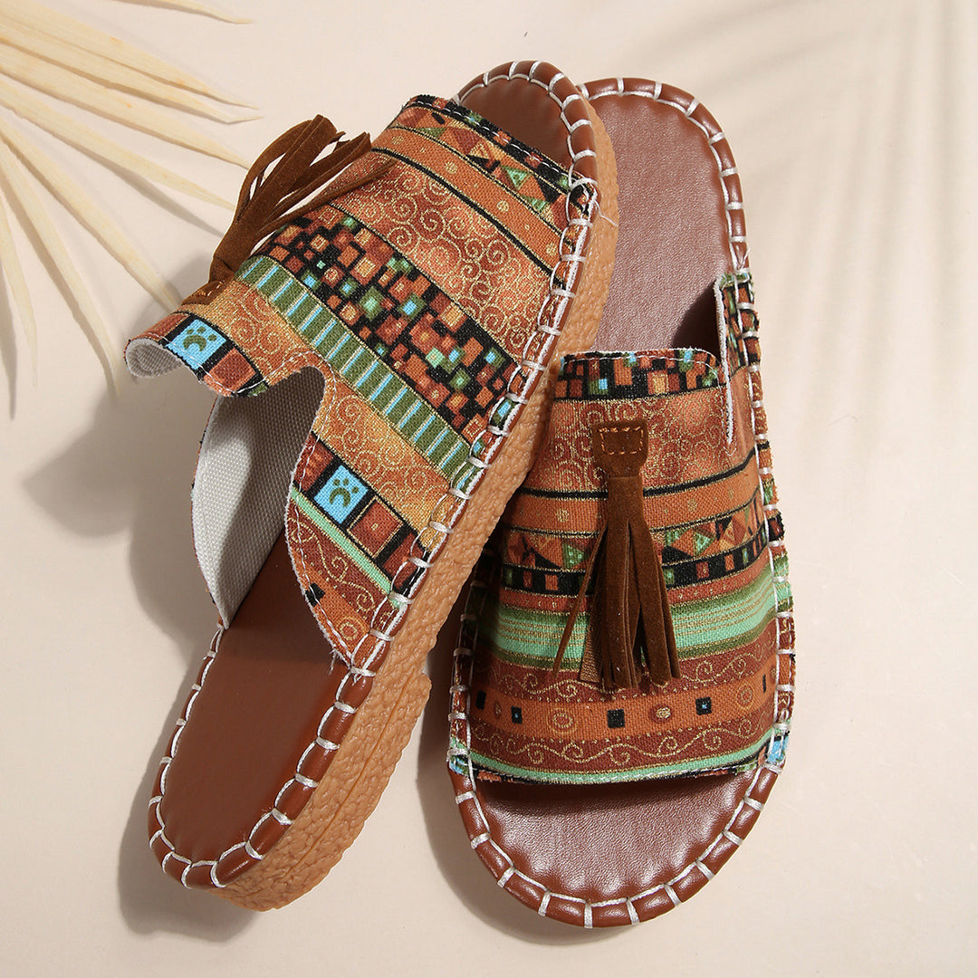 Damen Modische Clogs mit folkloristischem Muster R&B
