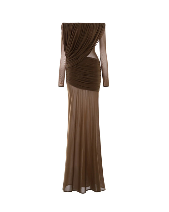 Damen elegantes Kleid mit asymmetrischer Drapierung R&B