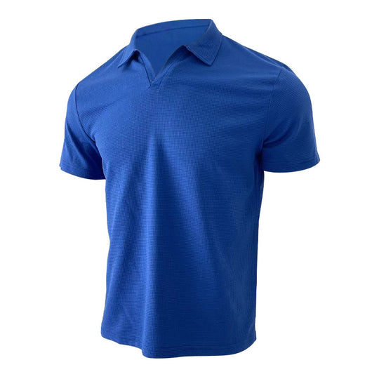 Herren Kurzarm-Henley-Shirt mit strukturierter Oberfläche R&B