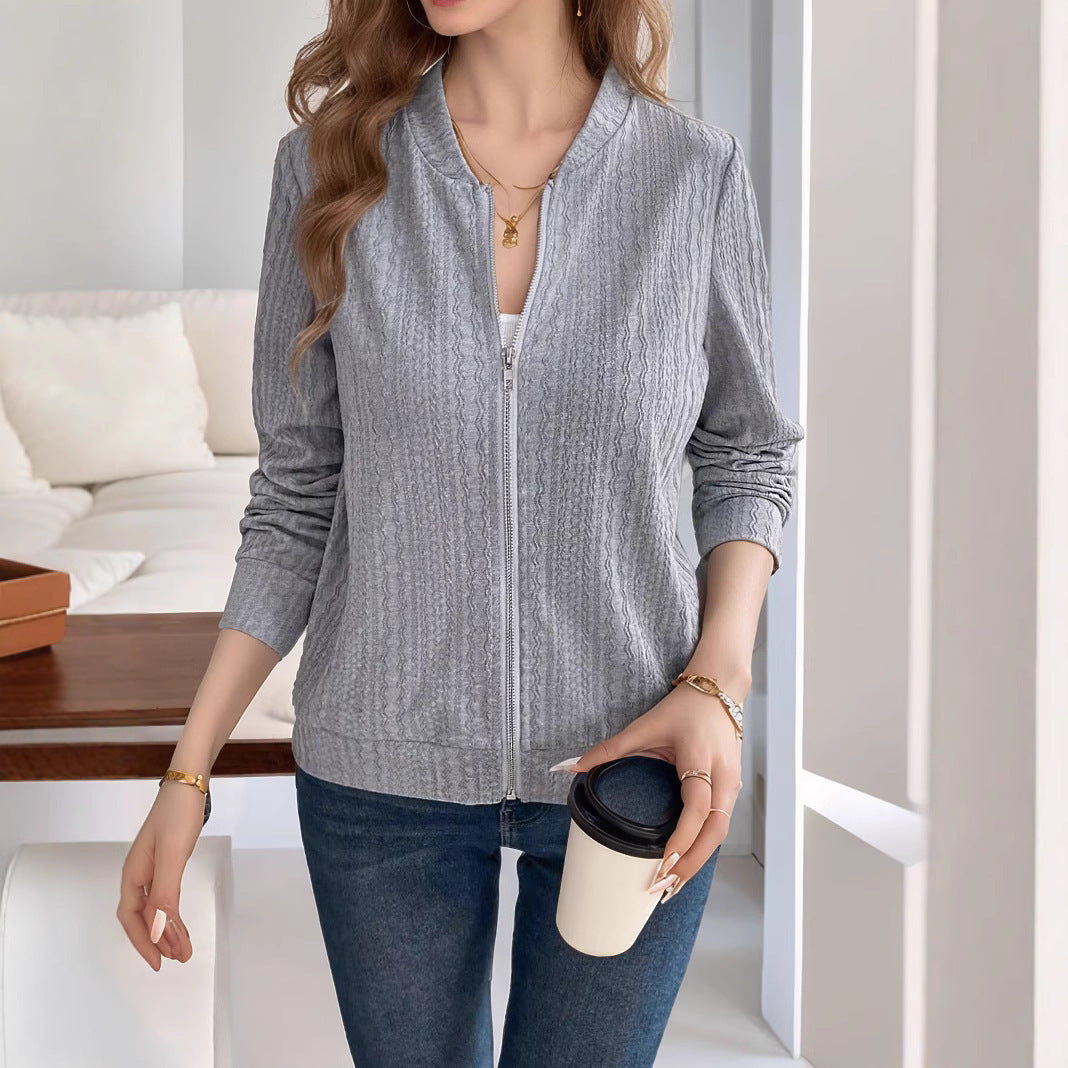 Damen Strickjacke mit Reißverschluss und strukturiertem Design R&B