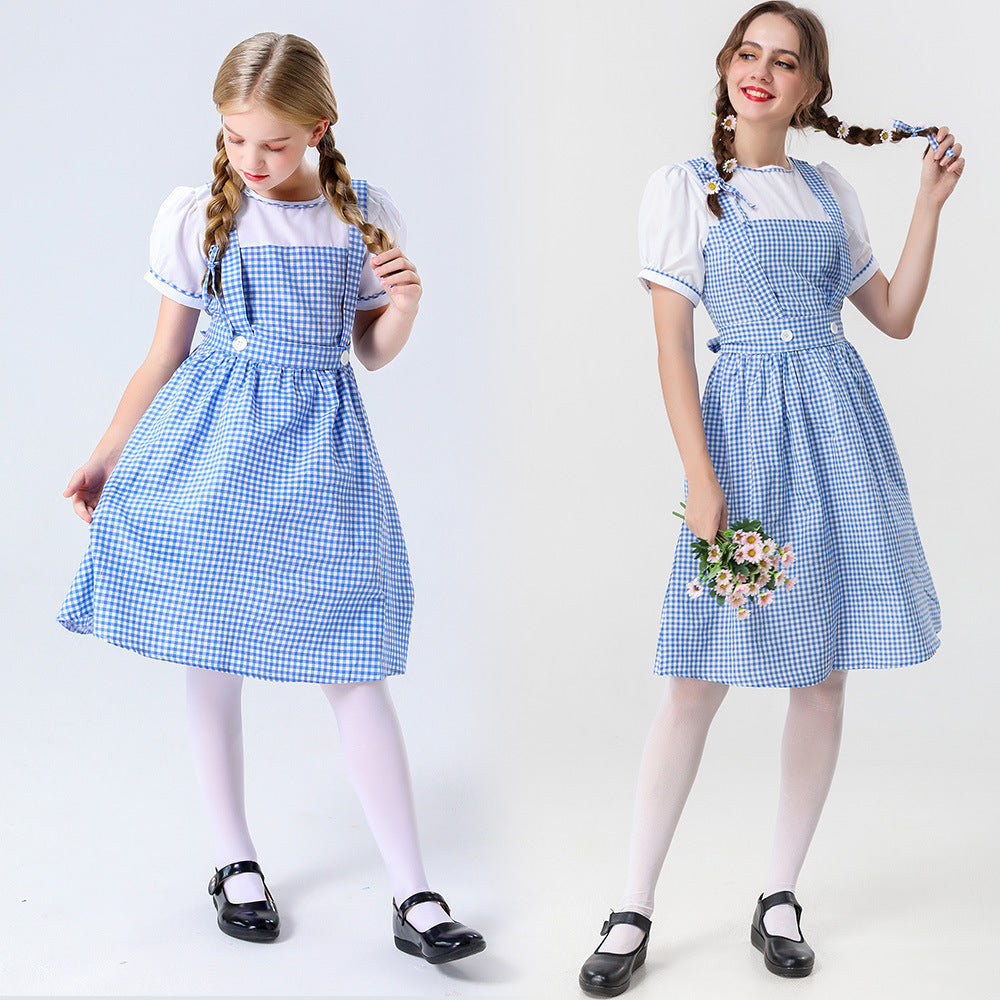 Damen Trachtenkleid mit romantischen Karomustern und schicken Knopfdetails R&B