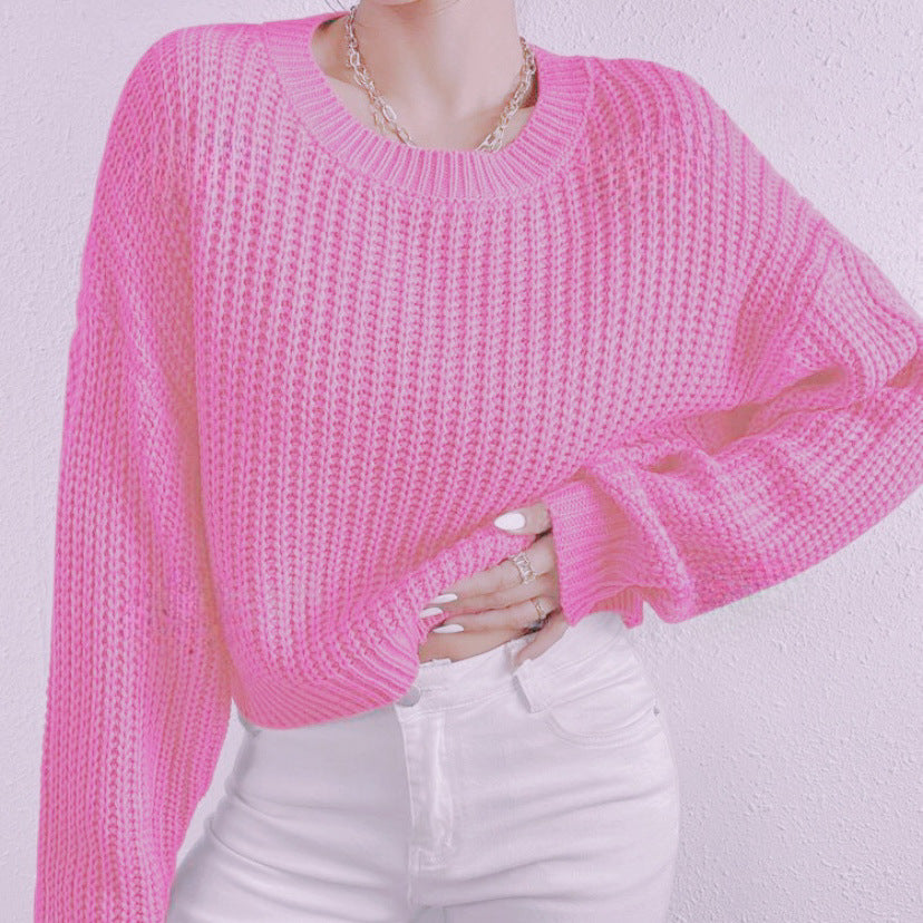 Damen Grobstrickpullover mit lässigem Schnitt und überschnittenen Schultern
