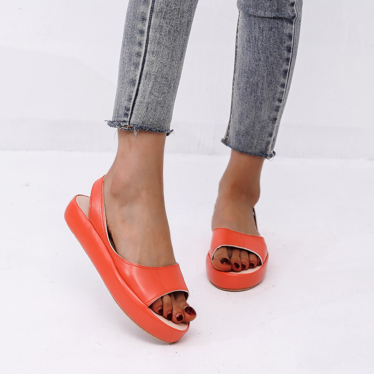 Damen Komfortable Offene Sandalen mit elastischem Riemendesign R&B
