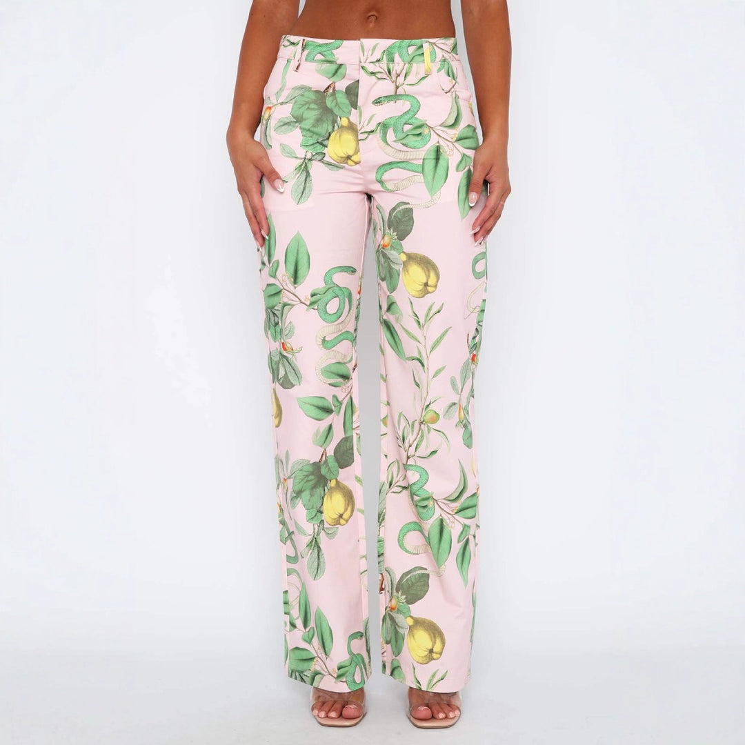 Damen lässige Cargo-Hose mit frischem botanischem Print R&B