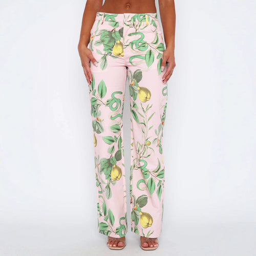 Damen lässige Cargo-Hose mit frischem botanischem Print R&B