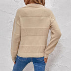 Damen Modischer Strickpullover mit detailreichen Strukturstreifen