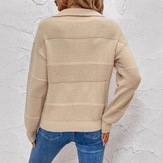 Damen Modischer Strickpullover mit detailreichen Strukturstreifen R&B
