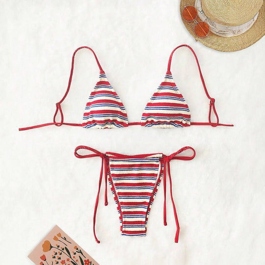 Damen Triangel-Bikini-Set mit verspieltem Design und regulierbaren Trägern R&B