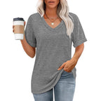 Damen V-Ausschnitt T-Shirt mit lockerer Passform R&B