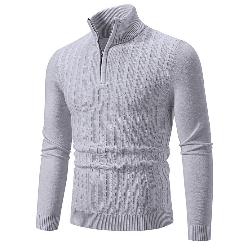 Herren eleganter Strickpullover mit hochabschließendem Reißverschluss R&B