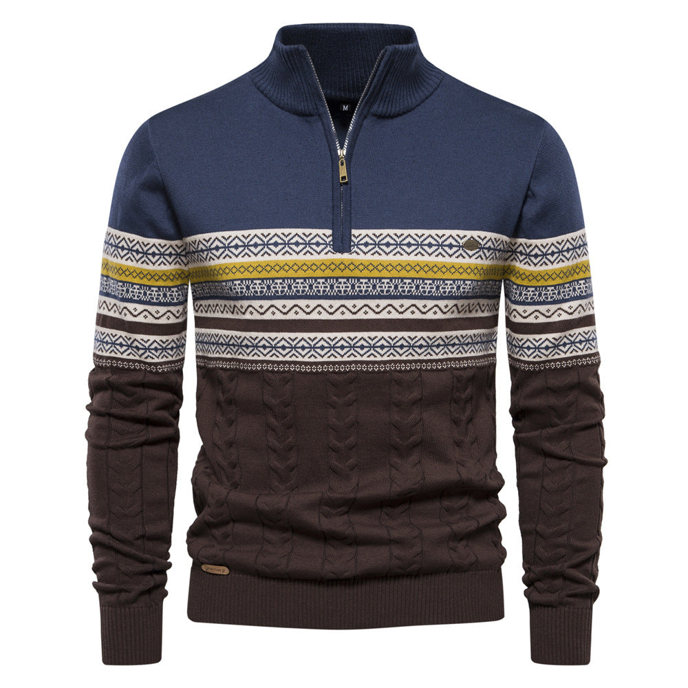 Herren Pullover mit modernem Zipper und attraktiven Farbmustern R&B